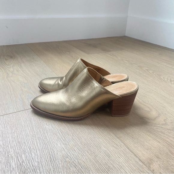 Madewell Harper Mules in Metallic Gold - Picture 6 of 9